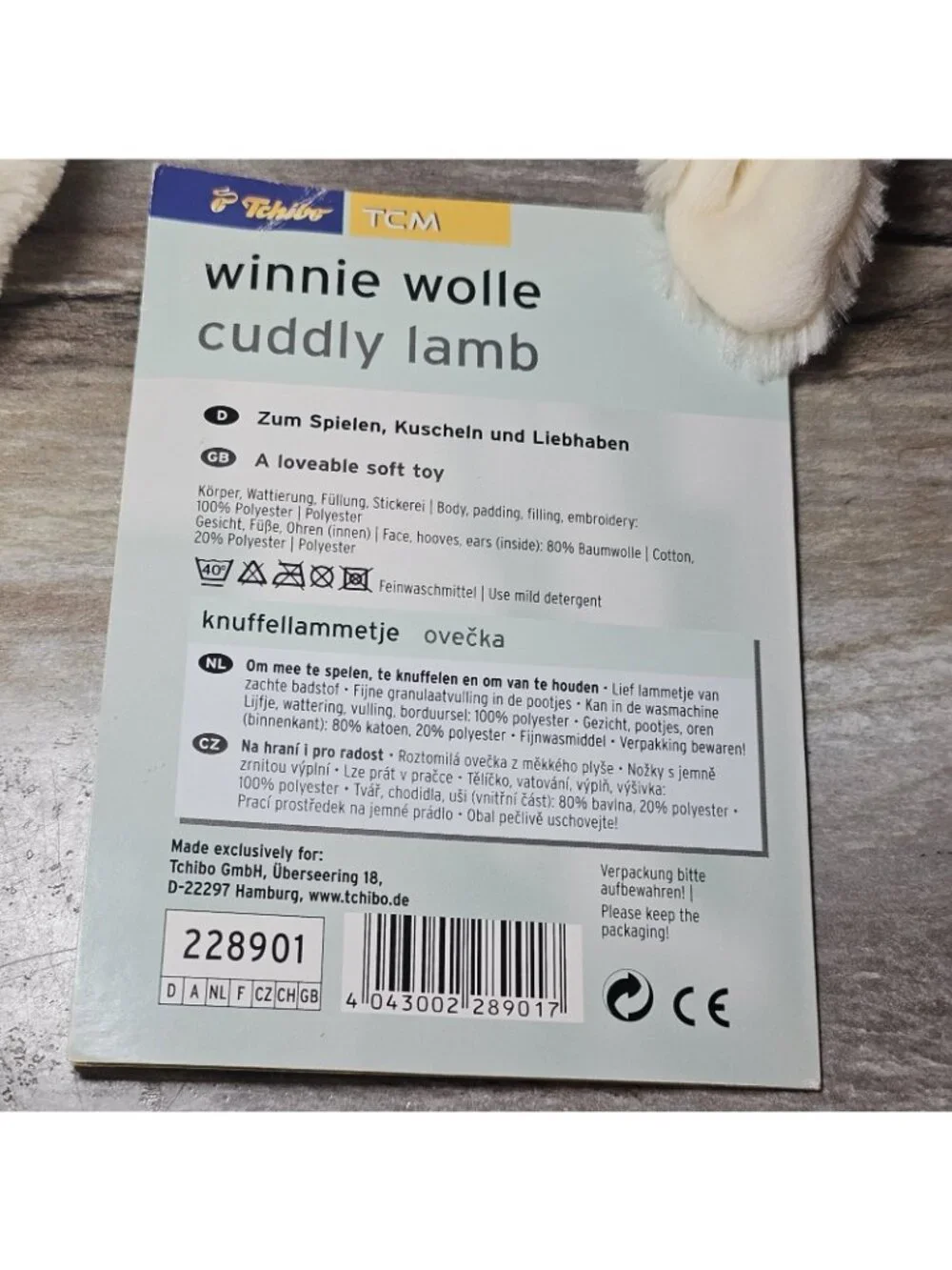 TCM‎ Winnie Wolle Cuddly Lamb NWT White Soft Stuffed Animal Plush German